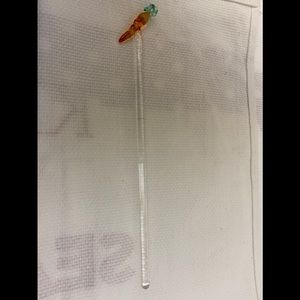“CARROT” Princess House Glass Swizzle Stick Stirrer NEW